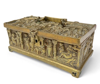 Figurální bronzová šperkovnice