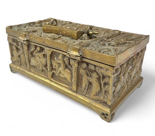 Figurální bronzová šperkovnice