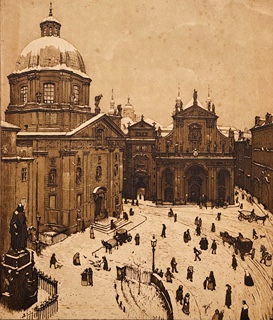 Richard Teschner (1879 - 1948) - Praha Malostranské náměstí
