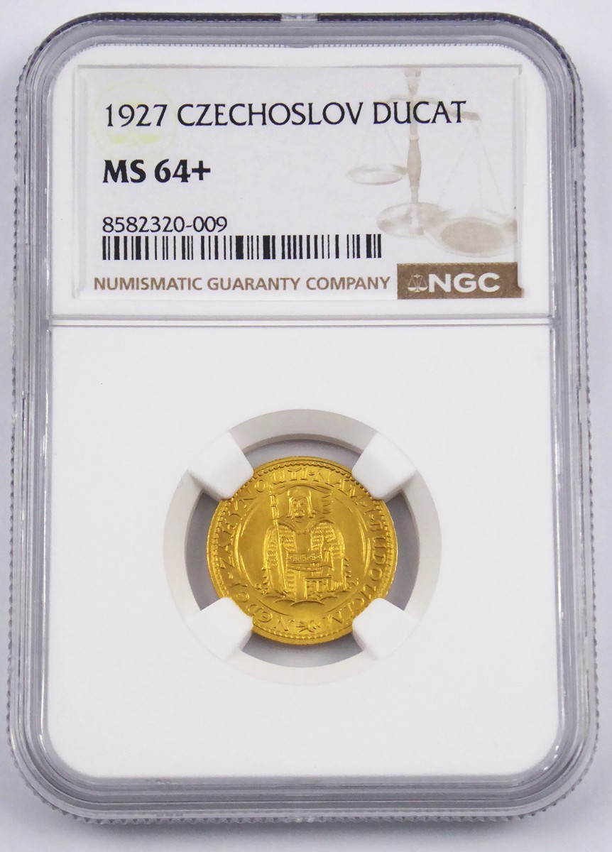 SVATOVÁCLAVSKÝ DUKÁT ROČNÍK 1927 - CERTIFIKACE NGC MS 64+
