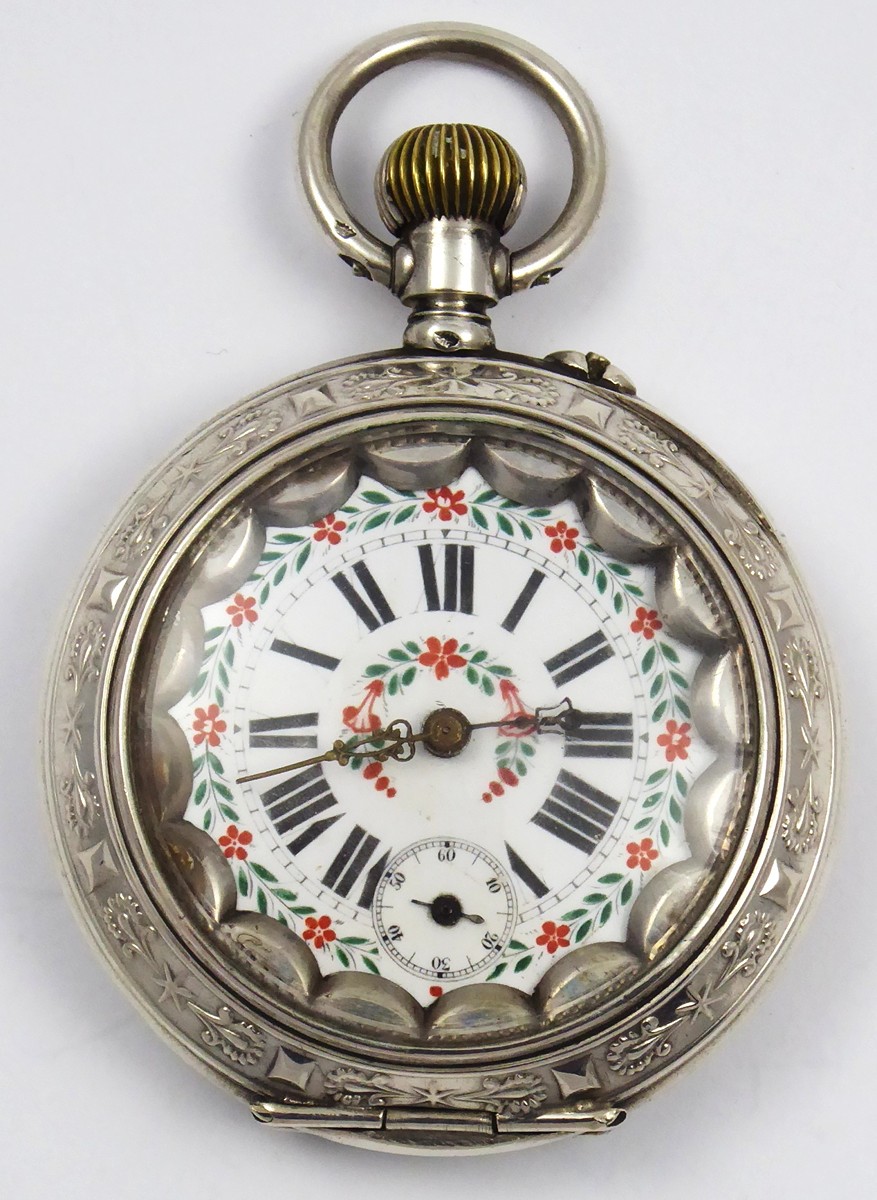 STŘÍBRNÉ KAPESNÍ HODINKY SE SECESNÍM ORNAMENTEM