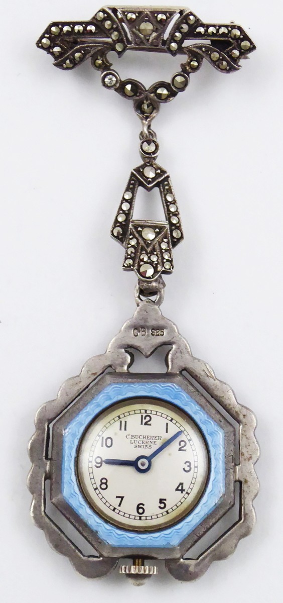 STŘÍBRNÉ DÁMSKÉ ZÁVĚSNÉ HODINKY - CARL F. BUCHERER