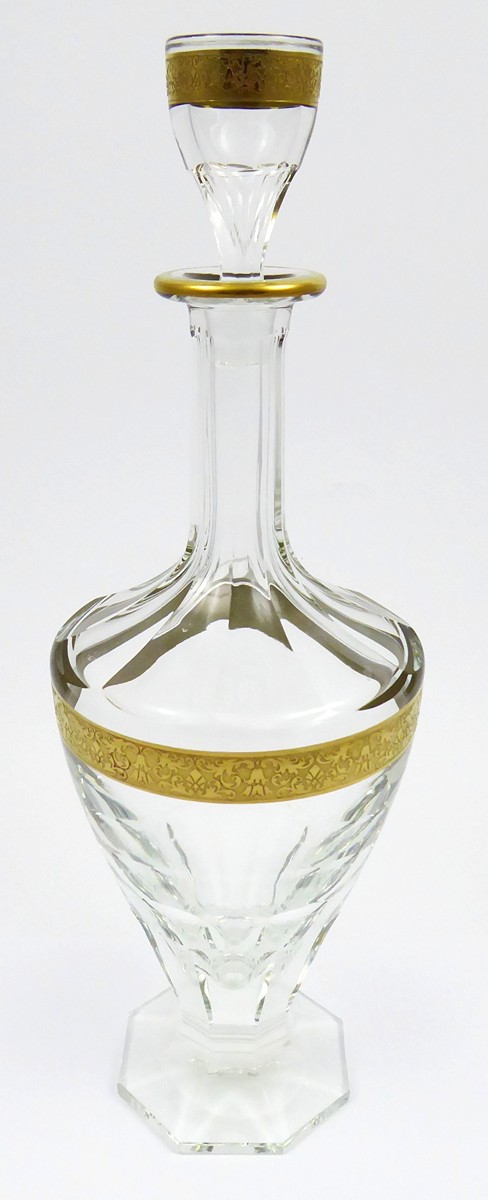 KARAFA NA VÍNO SE ZLACENÝM 24K PÁSEM - MOSER, KOLEKCE COPENHAGEN