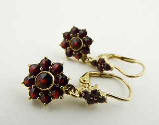 ZLACENÉ STŘÍBRNÉ GRANÁTOVÉ NÁUŠNICE KYTIČKY - GRANÁT TURNOV