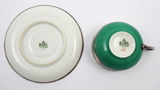 NOBLESNÍ MOKA ŠÁLEK SE STŘÍBRNÝMI SECESNÍMI ORNAMENTY - ROSENTHAL