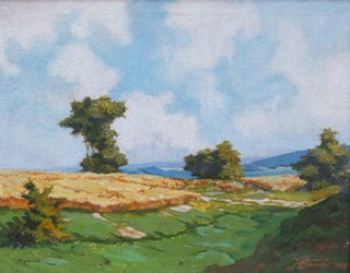JOSEF POŠVA (1901-1978) - KRAJINA S POLEM A LOUKAMI