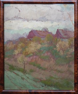 OTAKAR HŮRKA (1889-1966) - STAVENÍ NA NÁVRŠÍ SE STROMY