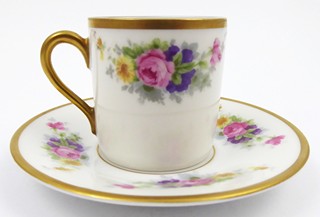 MOKA ŠÁLEK S KYTIČKAMI A ZLACENÍM - ROSENTHAL