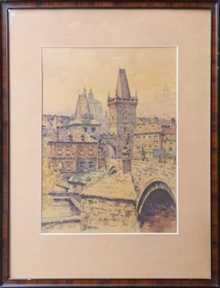 ALOIS JEŽEK (1887-1943) - POHLED NA MOSTECKOU VĚŽ, MALOU STRANU A HRADČANY