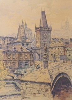 ALOIS JEŽEK (1887-1943) - POHLED NA MOSTECKOU VĚŽ, MALOU STRANU A HRADČANY