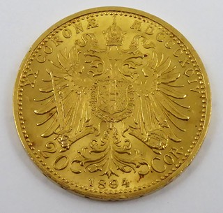ZLATÁ 20 KORUNA FRANTIŠEK JOSEF I., ROK 1894 - RAKOUSKÁ RAŽBA
