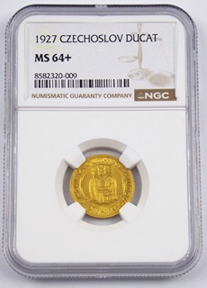SVATOVÁCLAVSKÝ DUKÁT ROČNÍK 1927 - CERTIFIKACE NGC MS 64+