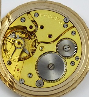 ZLACENÉ KAPESNÍ HODINKY S ŘETÍZKEM - FAVOR