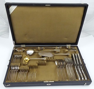 LUXUSNÍ ART DECO STŘÍBRNÉ PŘÍBORY V ORIGINÁLNÍ KAZETĚ - 49 KS