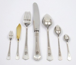 LUXUSNÍ ART DECO STŘÍBRNÉ PŘÍBORY V ORIGINÁLNÍ KAZETĚ - 49 KS