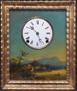 RUČNĚ MALOVANÉ OBRAZOVÉ RÁMOVÉ HODINY - ADOLF M. NORSTEDT, WESTERVIK