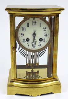 SKŘÍŇKOVÉ MOSAZNÉ HODINY SE RTUŤOVÝM KYVADLEM - DUVERDREY & BLOQUEL