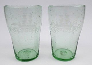 DVĚ SKLENICE Z URANOVÉHO SKLA S GONDOLAMI