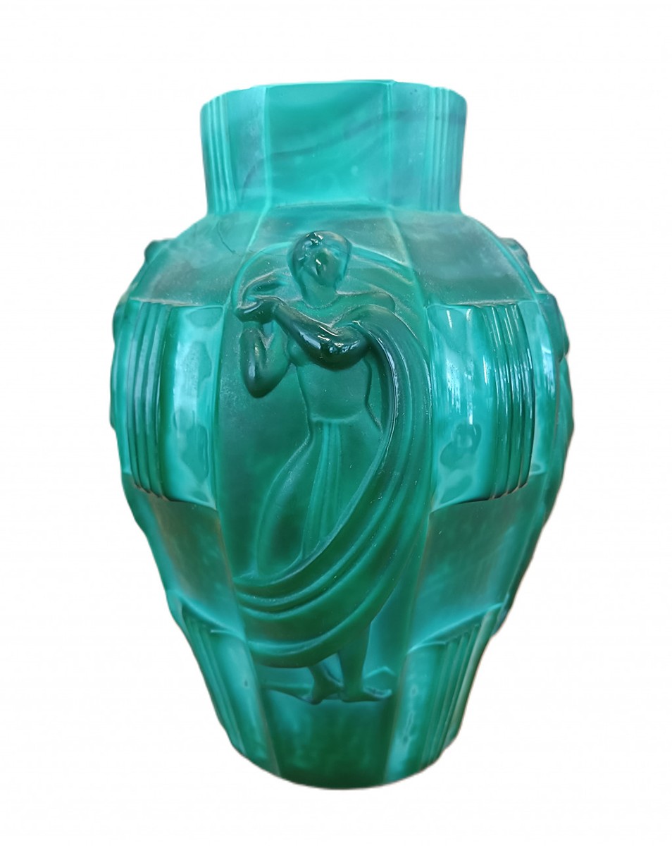 Schlevogt Curt - Váza - malachitové art deco