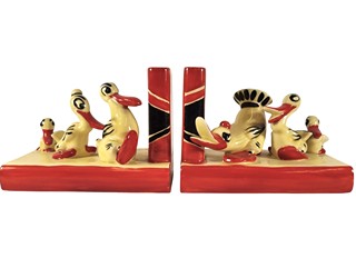 Art-deco zarážky na knihy s ptáčky