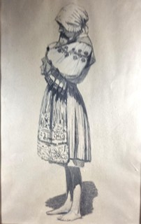 Uprka Joža - Kresba dívky v sokolském svérázu