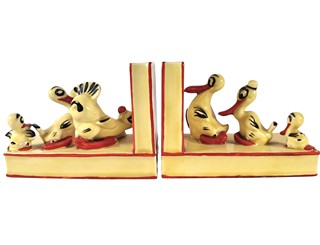 Art-deco zarážky na knihy s ptáčky