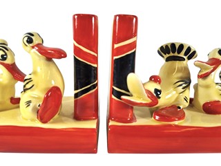 Art-deco zarážky na knihy s ptáčky