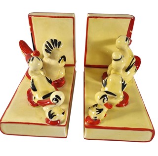 Art-deco zarážky na knihy s ptáčky