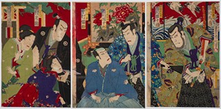 Toyohara Kunichika (1835 – 1900) - Samurajská intrika v domě rodu Maeda