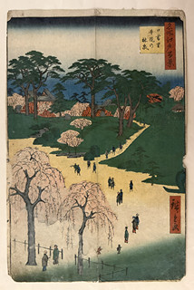 Utagawa Hirošige (1797 - 1858) - Pramen vody v háji u chrámu Nippori 