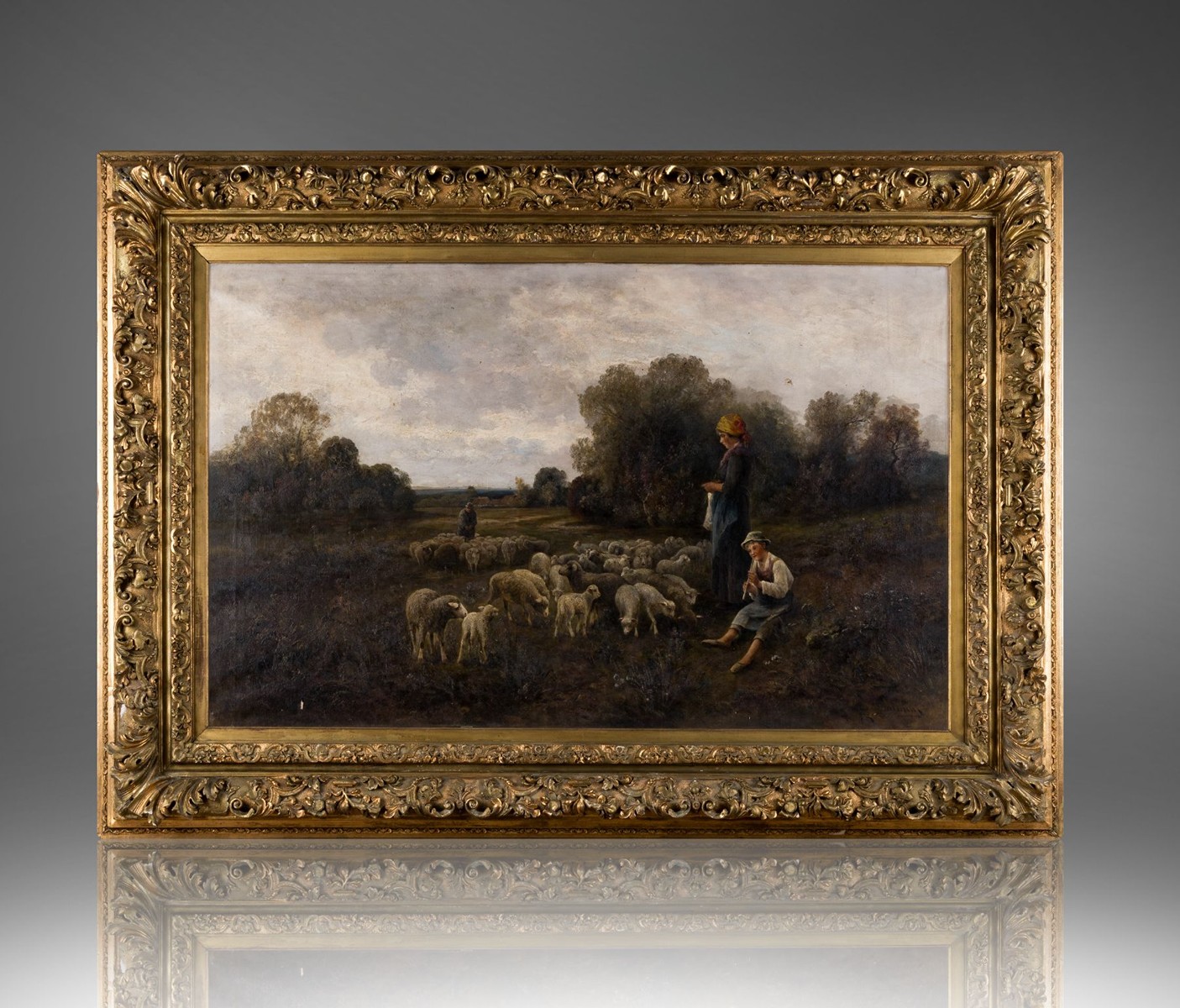 Emil Barbarini (1855 - 1930) - Pastýřská idyla (Podvečer se stádem)