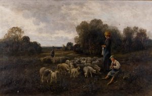Emil Barbarini (1855 - 1930) - Pastýřská idyla (Podvečer se stádem)