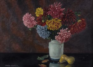 František Daněk Sedláček (1892 - 1974) - Zátiší s květinami a hruškami