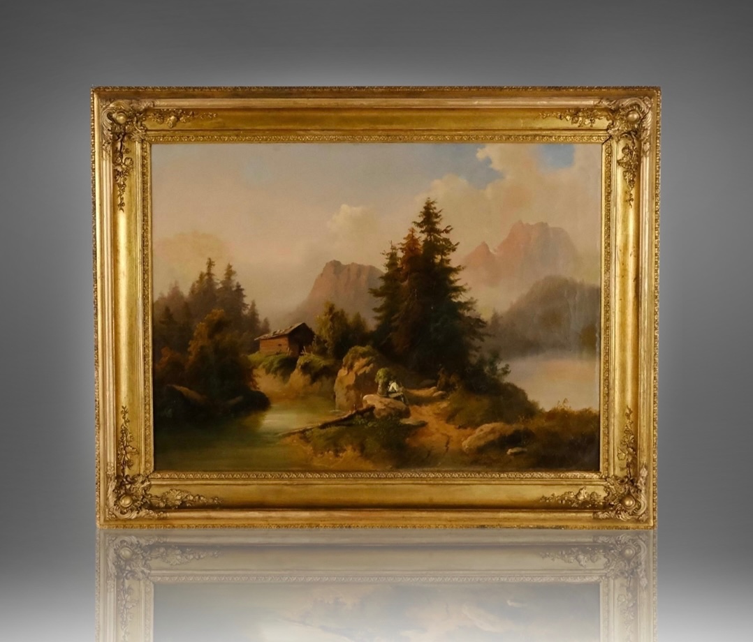 Maximilian Joseph Haushofer (1811 - 1866) - Odpočinek u horského jezera