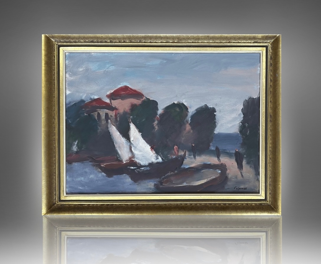 Arnošt Folprecht (1902 - 1977) - Plachetnice na břehu moře