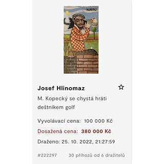 Josef Hlinomaz (1914 - 1978) - Miloš Kopecký se chystá hráti deštníkem golf
