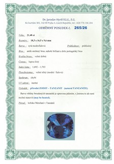 Tanzanit 21.45 ct