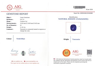 Tanzanit 21.45 ct