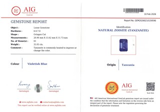 Tanzanit 31.01 ct