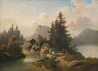 Maximilian Joseph Haushofer (1811 - 1866) - Odpočinek u horského jezera