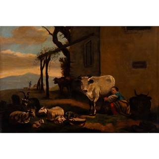 Nicolaes BERCHEM (1620-1683) - Pastorální krajina s dobytkem a pastýřem