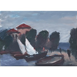 Arnošt Folprecht (1902 - 1977) - Plachetnice na břehu moře