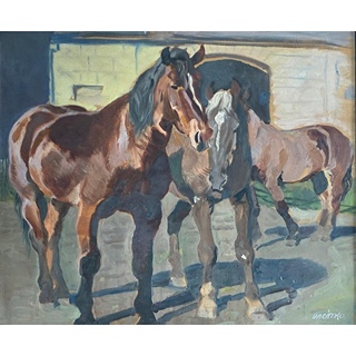 Ludvík Vacátko (1873 - 1956) - Koně před stájí