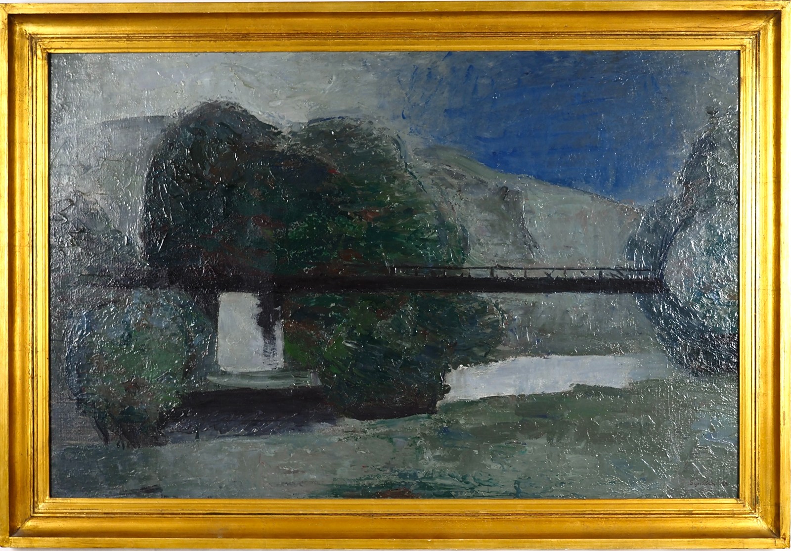 Otakar Synáček (1931 – 2005) - Krajina s mostem !Velký formát!