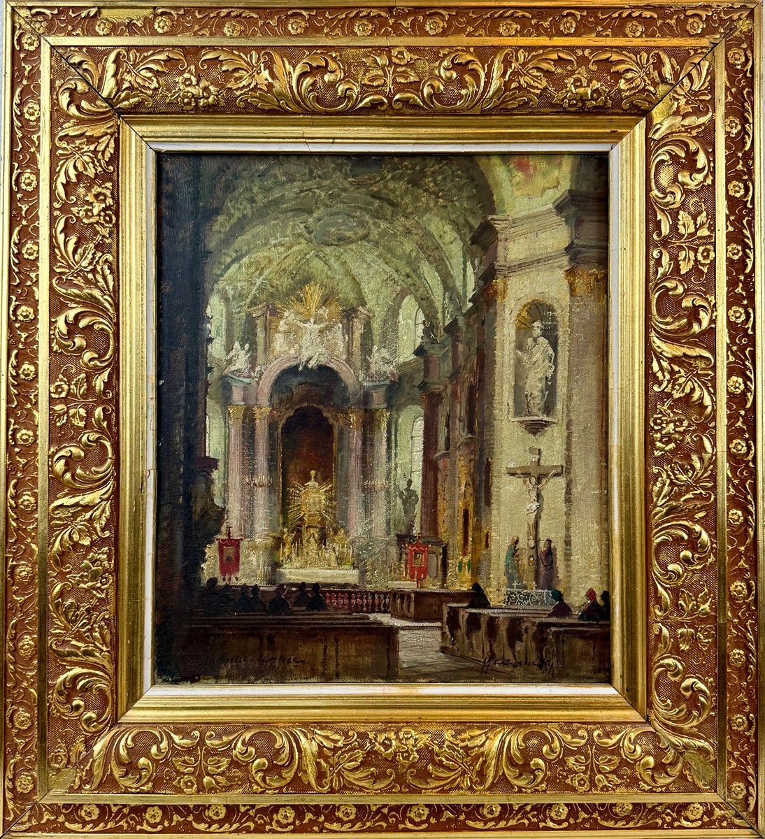 Josef Jiří Kamenický (1910 - 1981) - Interiér kostela na Svatém Kopečku u Olomouce
