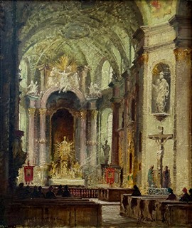 Josef Jiří Kamenický (1910 - 1981) - Interiér kostela na Svatém Kopečku u Olomouce