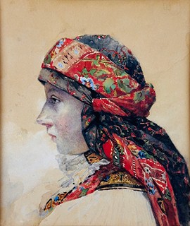 Joža Uprka (1861 - 1940) - Děvčica v šátku