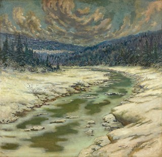 František Myslivec (1890 - 1965) - Potok v zimní krajině