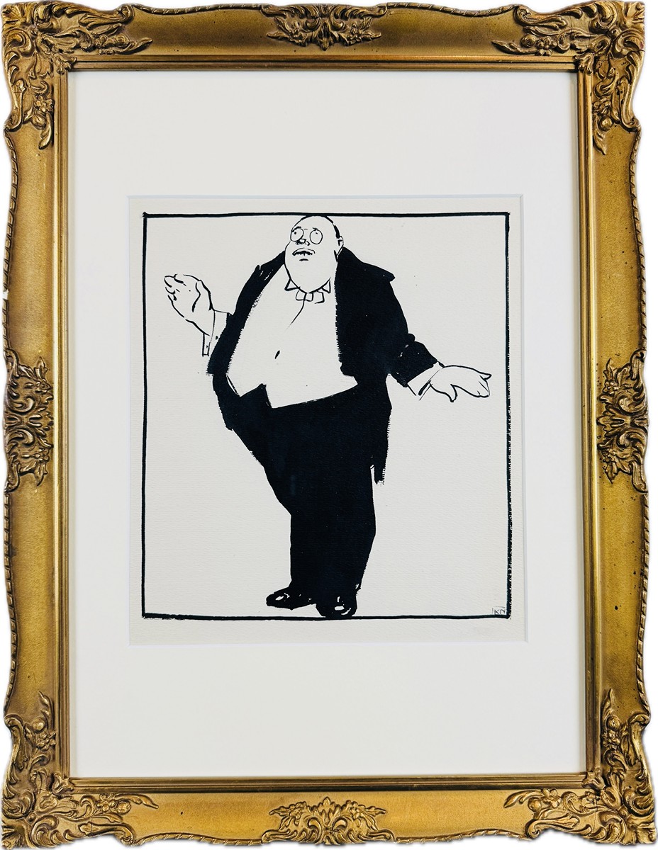 Karel Nejedlý (1873 - 1927) - Karikatura muže ve fraku