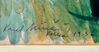 Karel Minář (1901 - 1973) - Koně při orání řepy